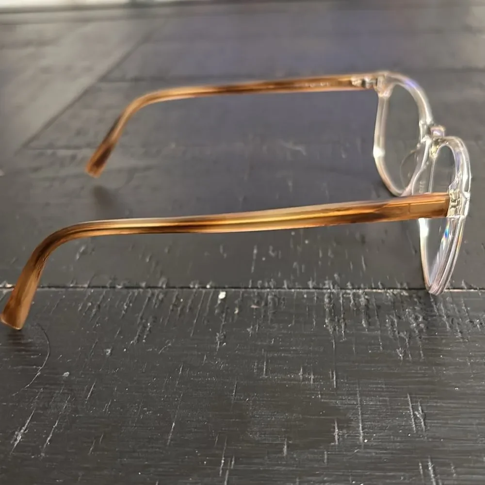Warby Parker Bodie Crystal with English Oak Frame Prescription Glasses Unisex​